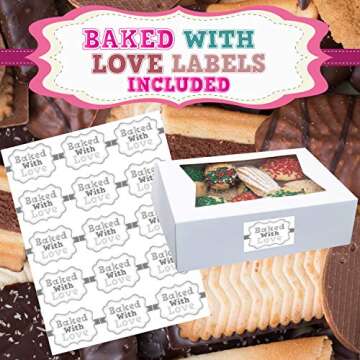 Upper Midland Products Cookie Boxes With Window 8" x 5.75" x 2.5" Cake Pastry Bakery Box 20 pk Baked...