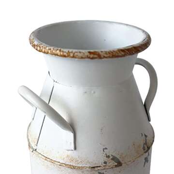 Fauevav Galvanized Milk Can Antique Retro Vase Metal Planter Rustic Vintage Primitive Flower Holder ...