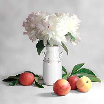 Fauevav Galvanized Milk Can Antique Retro Vase Metal Planter Rustic Vintage Primitive Flower Holder Farmhouse Country Plant for Home Office Decor, 7.6”