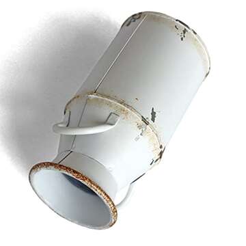 Fauevav Galvanized Milk Can Antique Retro Vase Metal Planter Rustic Vintage Primitive Flower Holder Farmhouse Country Plant for Home Office Decor, 7.6”