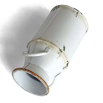 Fauevav Galvanized Milk Can Antique Retro Vase Metal Planter Rustic Vintage Primitive Flower Holder Farmhouse Country Plant for Home Office Decor, 7.6”