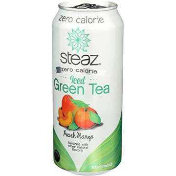Steaz Zero Calorie Peach Mango Iced Green Tea, 16 oz