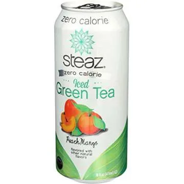 Steaz Zero Calorie Peach Mango Iced Green Tea, 16 oz