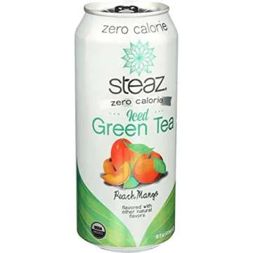 Steaz Zero Calorie Peach Mango Iced Green Tea, 16 oz