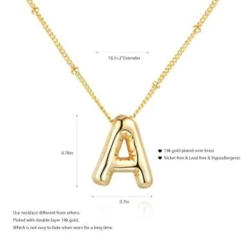 Qyalie Bubble Letter Necklace - Personalized Dainty Initial Jewelry