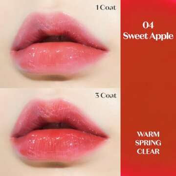 ETUDE Dear Darling Oil Tint #4 Sweet Apple 4.2g | High Moisturizing and Strong Hydrating Lip Oil/Lip Gloss | Smooth and Moist Lips | Non-Sticky Lip Oil Tint For Dry Lips | K-beauty