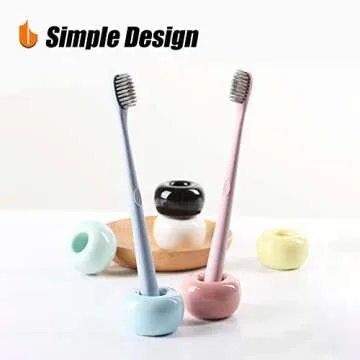 Urbanstrive Sleek Mini Ceramics Toothbrush Holder Stand for Bathroom Vanity Countertops, White, 2 Pack