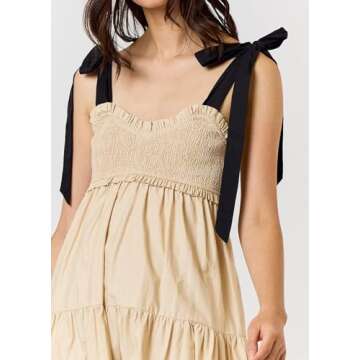 Stylish Women Summer Boho Tie Shoulder Maxi Dress