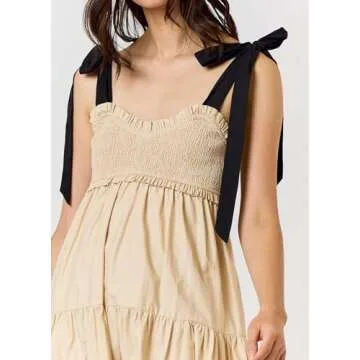 Stylish Women Summer Boho Tie Shoulder Maxi Dress