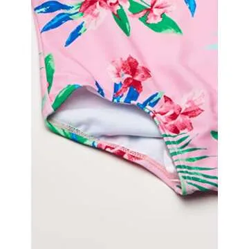 Kanu Surf Girls' Daisy Beach Sport 1-Piece Swimsuit, Leonie Floral Pink, 8