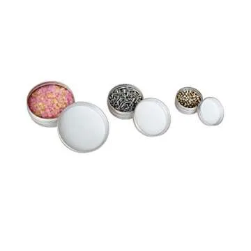 LJY 48 Pieces Round Aluminum Cans Screw Lid Metal Tins Jars Empty Slip Slide Containers (Mixed Sizes)
