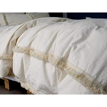 Luxurious Bohemian Ivory Duvet Cover for Queen Bed