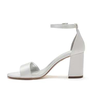 YWXYMGE Block Heel Wedding Sandals Shoes for Bride Open Toe Satin Prom Evening Formal Party Sandal Heels-Turquoise-8.5
