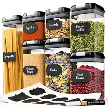 Chef's Path - Set of 7 Airtight Food Storage Containers for Kitchen Storage - Clear Plastic - Durabl...