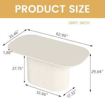 Guyii 62.99" Oval Dining Table, Modern Kitchen Table for 6 People, Indoor Rectangular Dining Room Ta...