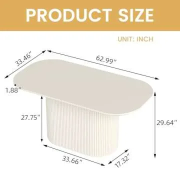 Guyii 62.99" Oval Dining Table - Perfect for Family Gatherings, Elegant Cream White Design