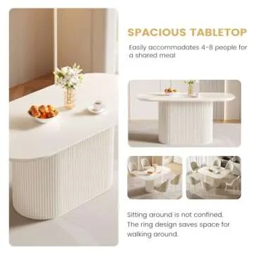 Guyii Oval Dining Table for 6 - Modern Cream White Design