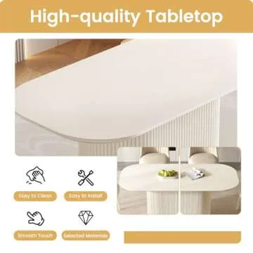 Guyii Oval Dining Table for 6 - Modern Cream White Design