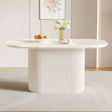 Guyii Oval Dining Table for 6 - Modern Cream White Design