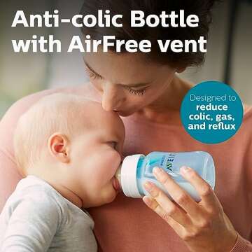 Philips AVENT Anti-Colic Baby Bottle with AirFree Vent Newborn Gift Set with Snuggle, Blue, SCD307/0...