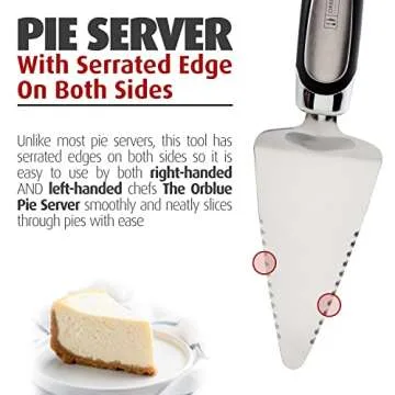 Orblue Pie Server, Essential Kitchen Tool, Serrated on Both Sides, Great for Right or Left Handed Chef, Stainless Steel Flatware, Cake Cutter, Black