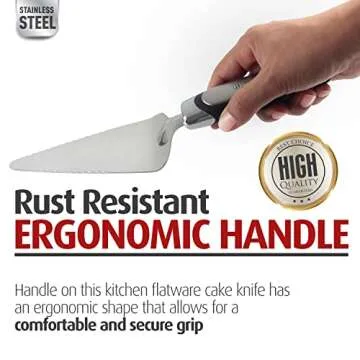 Orblue Pie Server, Essential Kitchen Tool, Serrated on Both Sides, Great for Right or Left Handed Chef, Stainless Steel Flatware, Cake Cutter, Black