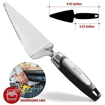 Orblue Pie Server, Essential Kitchen Tool, Serrated on Both Sides, Great for Right or Left Handed Chef, Stainless Steel Flatware, Cake Cutter, Black