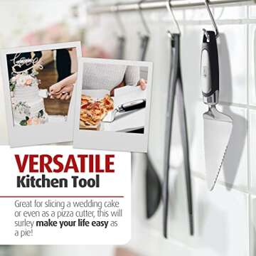 Orblue Pie Server, Essential Kitchen Tool, Serrated on Both Sides, Great for Right or Left Handed Chef, Stainless Steel Flatware, Cake Cutter, Black