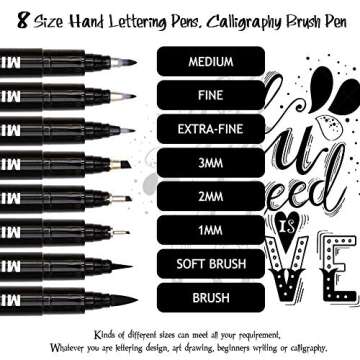 Dainayw Calligraphy Brush Pen Set - 8 Sizes for Artists
