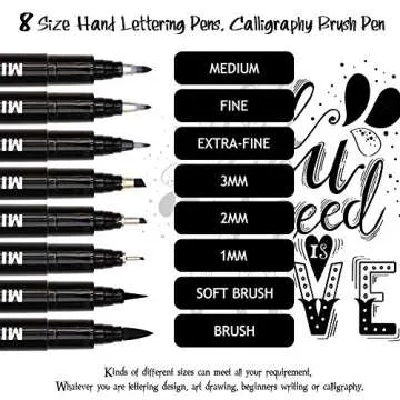 Dainayw Calligraphy Brush Pen Set - 8 Sizes for Artists