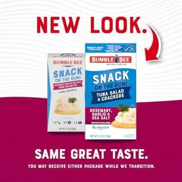 Bumble Bee Snack On The Run Rosemary, Garlic & Sea Salt Tuna Salad with Crackers Kit, High Protein Snack Food, Canned Tuna, Healthy Snacks for Adults, 3.35 Ounce (Pack of 12)