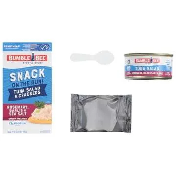 Bumble Bee Snack On The Run Rosemary, Garlic & Sea Salt Tuna Salad with Crackers Kit, High Protein Snack Food, Canned Tuna, Healthy Snacks for Adults, 3.35 Ounce (Pack of 12)
