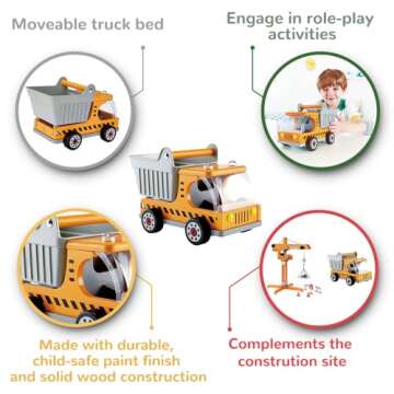 Hape Wooden Dump Truck for Toddlers - Safe Play Vehicle