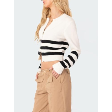 Trendy Yuemengxuan Ribbed Knit Y2K Tops for Fall Fashion