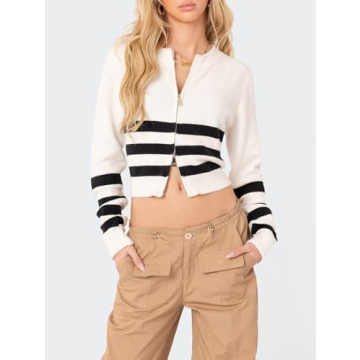 Trendy Yuemengxuan Ribbed Knit Y2K Tops for Fall Fashion