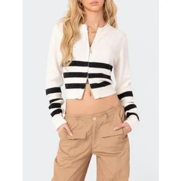 Trendy Yuemengxuan Ribbed Knit Y2K Tops for Fall Fashion