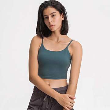 Women's Yoga Tank with Built-in Bra - Padded Crop Cami