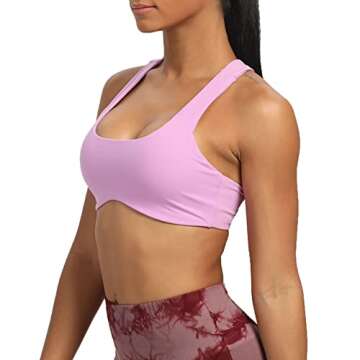 Aoxjox Women's Workout Sports Bras Fitness Backless Padded Define Sculpt Racerback Bra Yoga Crop Tan...