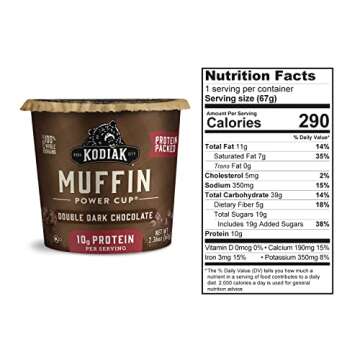 Kodiak Cakes Minute Muffins, Double Dark Chocolate, 2.36 Ounce (Pack of 12) (Packaging May Vary)