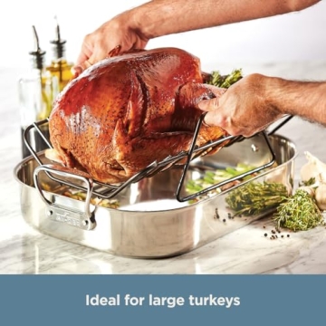 All-Clad Specialty Stainless Steel Roaster and Nonstick Rack 16x13x5 Inch Oven Broiler Safe 600F Roaster Pan, Pots and Pans, Bakeware, Turkey, Silver