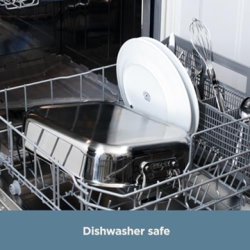 All-Clad Specialty Stainless Steel Roaster and Nonstick Rack 16x13x5 Inch Oven Broiler Safe 600F Roaster Pan, Pots and Pans, Bakeware, Turkey, Silver