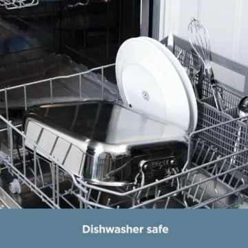 All-Clad Specialty Stainless Steel Roaster and Nonstick Rack 16x13x5 Inch Oven Broiler Safe 600F Roaster Pan, Pots and Pans, Bakeware, Turkey, Silver