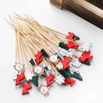 Christmas Cocktail Picks - 100 Eco-Friendly Bamboo Picks