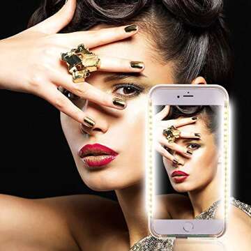 LNtech Selfie Light up Case Compatible with iPhone 13 Pro Max(6.7 inch), Rechargeable LED Light Up Flash Lighting Selfie Case Dual Side Flashlight Illuminated Cover(Rose Gold-iPhone 13 Pro max)