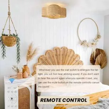 shitougu Boho Caged Ceiling Fan with Light Flush Mount, 18Inch Boho Ceiling Fan with Lights, Enclose...