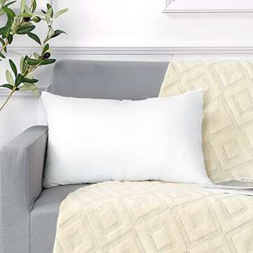 Artscope Premium Lumbar Throw Pillow Insert Rectangle Form Cushion Stuffer for Couch, Sofa, Bed - Indoor Decorative Pillows Inserts 12x20 Inch