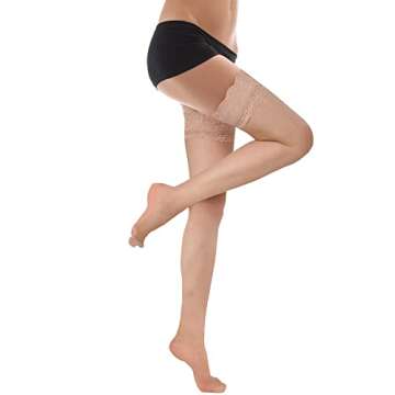 Boao Women's Thigh High Stockings with Anti-Slip Silicone Band
