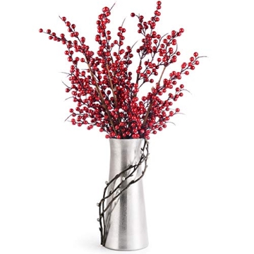 DearHouse 4 Pack Artificial Red Berry Stems Holly Christmas Berries for Festival Holiday Crafts and Home Decor, 26 Inches Burgundy Berry Floral Christmas Tree Decorations