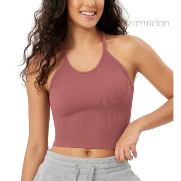 Comfortable ODODOS Women's Seamless Crop Camisole Tank Tops