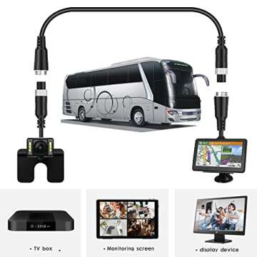 EKYLIN 16FT 5M Car Video Extension Cable 4-Pin Aviation Waterproof Shockproof for CCTV Rearview Came...